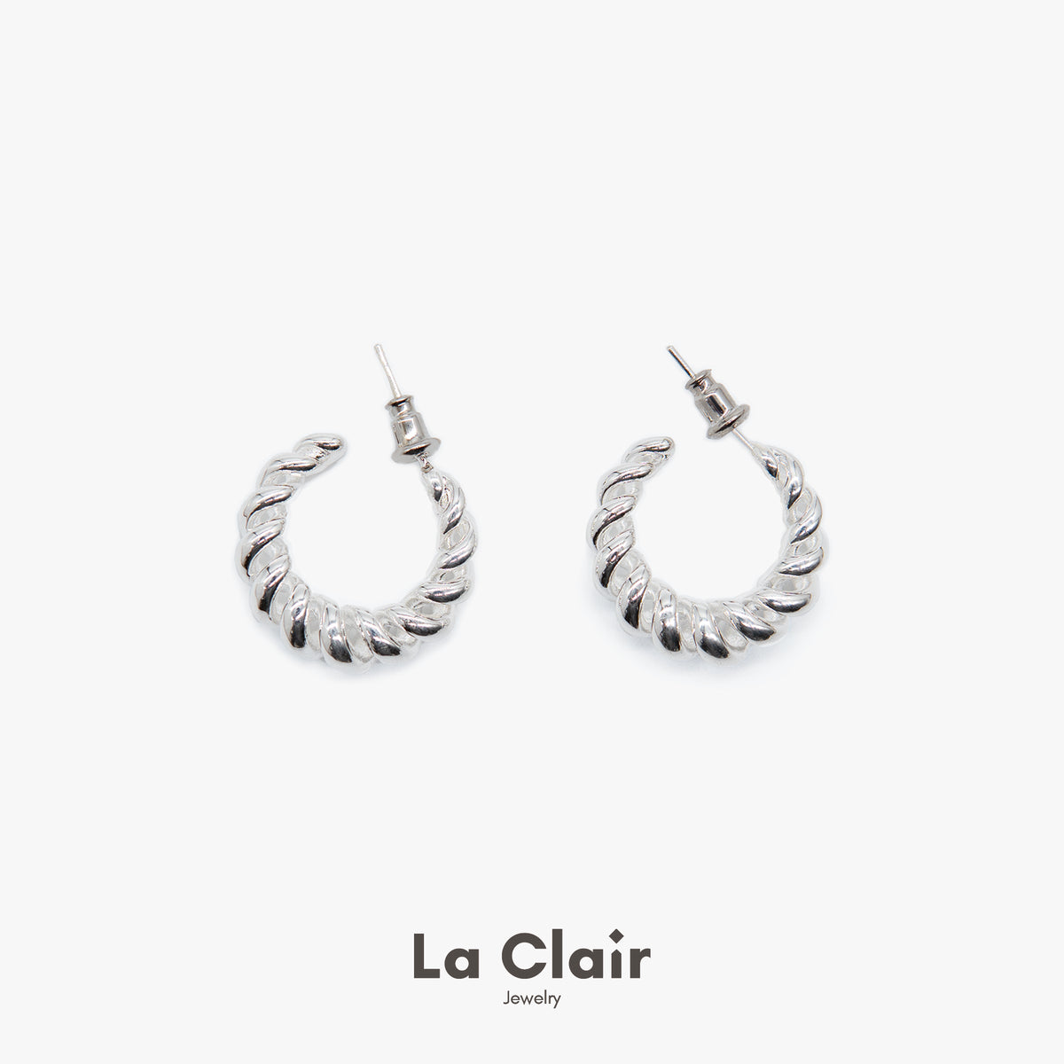 Cresson, Silver Croissant hoop earrings